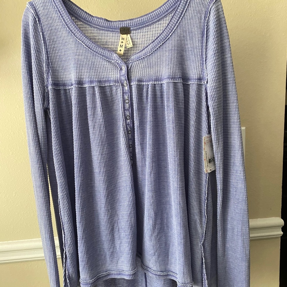 NWT Free people long sleeve Henley waffle top sz m
